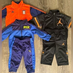 5pc kids athletic matching set bundle, air Jordan, puma, adidas, 12 month